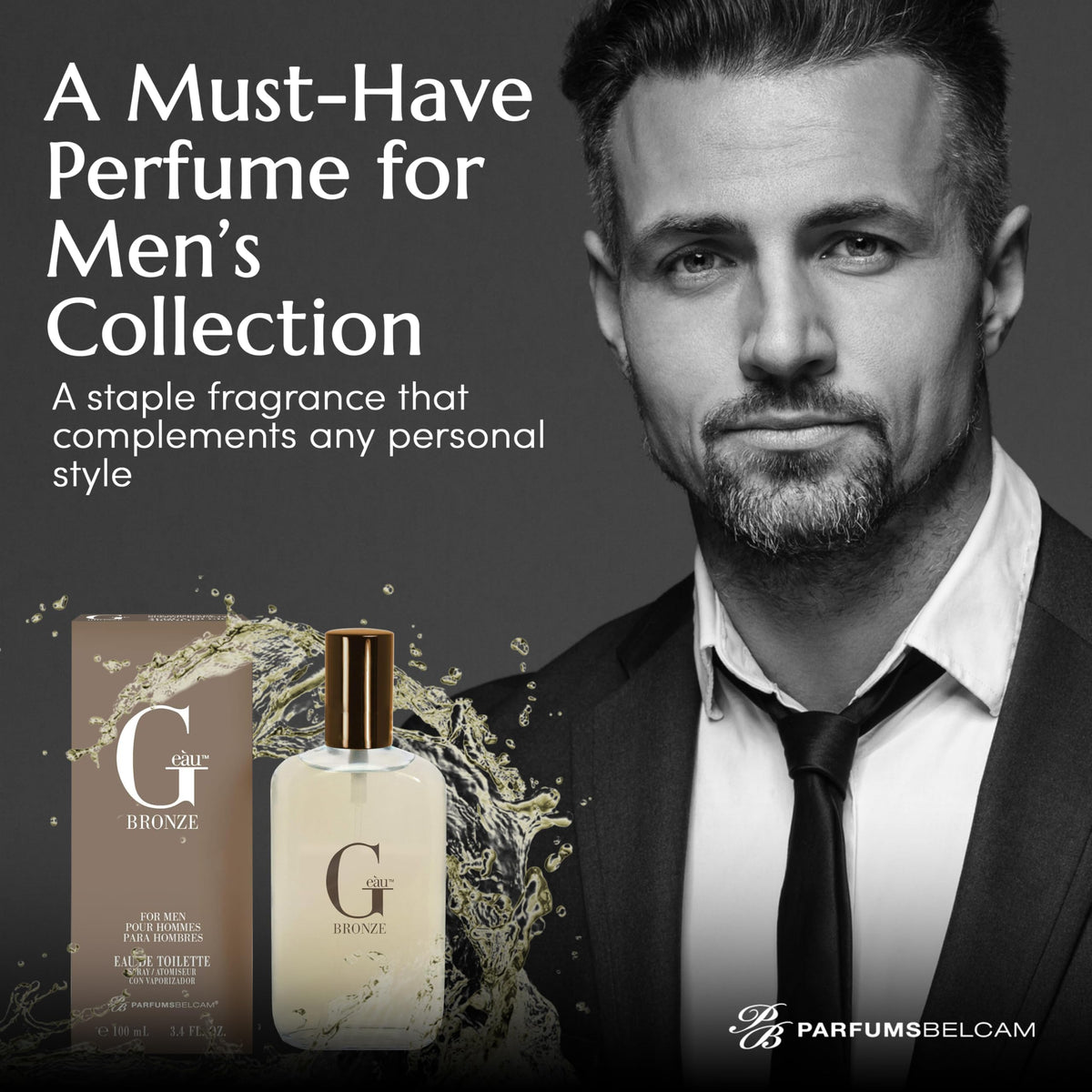 PB ParfumsBelcam G eàu Bronze Eau de Toilette Spray for Men – Long-Lasting Aquatic Woody Cologne with Citrus, Lavender & Patchouli, 0.34 fl oz Beauty & Personal Care PB ParfumsBelcam