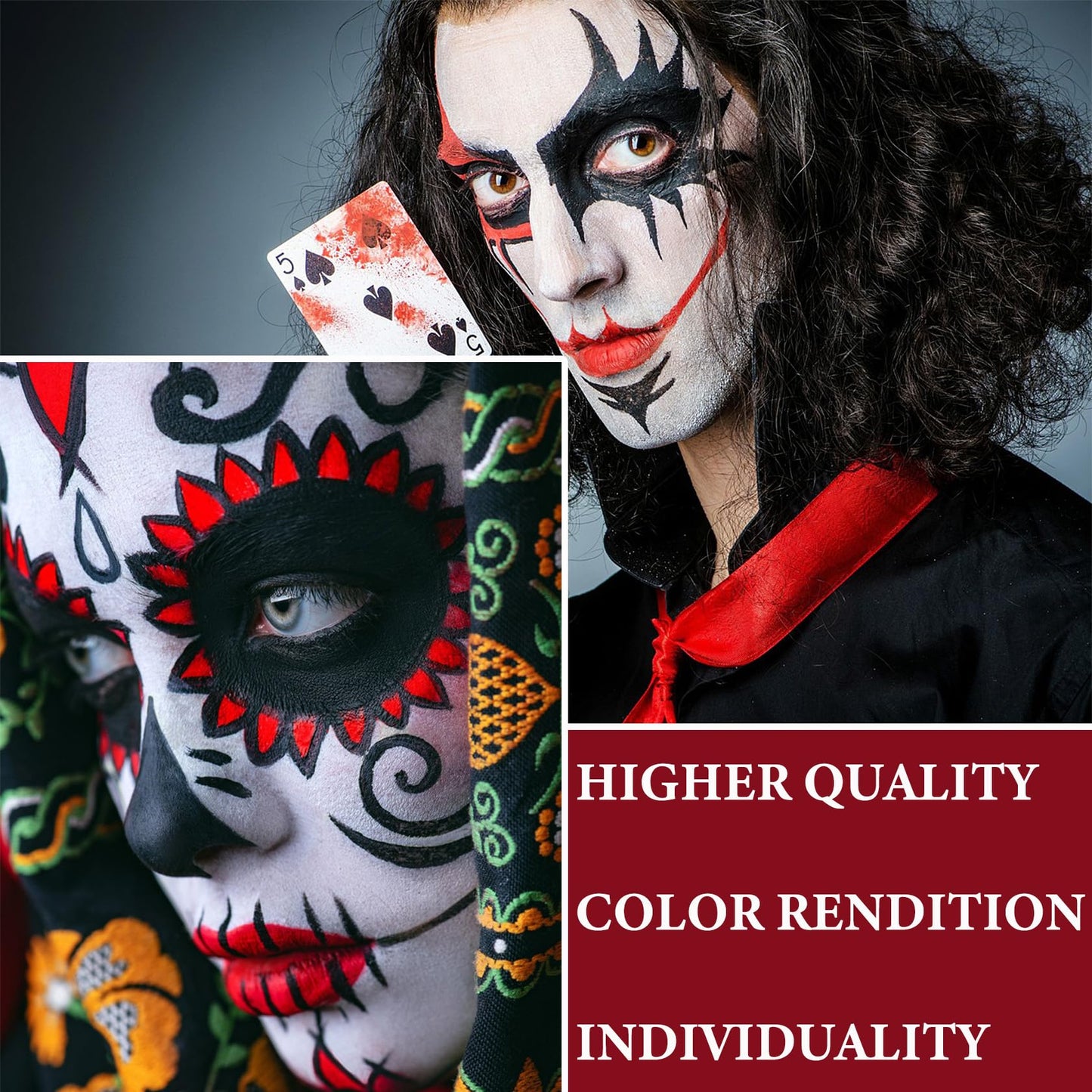 WENJLYJ Clown Black White Red Face Body Paint Makeup,Waterproof Halloween Face Paint Professional Joker Black White Red Clown Wheel for Cosplay Halloween Beauty & Personal Care WENJLYJ