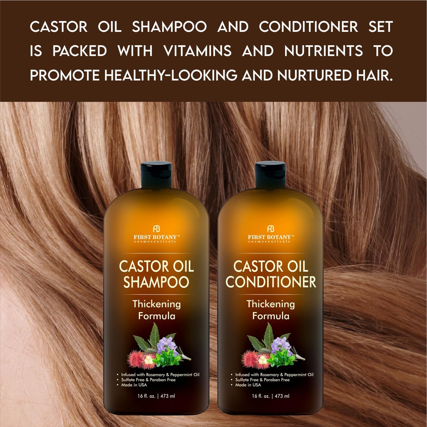 Castor Oil Shampoo and Conditioner - An Anti Hair Loss Set Thickening formula For Hair Regrowth, Anti Thinning Sulfate Free For Men & Women Anti Beauty & Personal Care First Botany