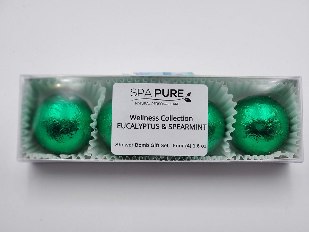 SPAPURE Wellness Collection Eucalyptus Spearmint - (4-Pack) Aromatherapy Fizzing Shower Bombs by Spa Pure Beauty & Personal Care Spa Pure