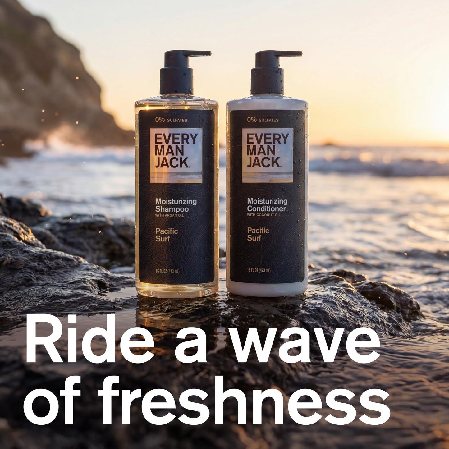 Every Man Jack Men's Shampoo and Conditioner Set - Pacific Surf - Made w/Plant Powered Refreshing Ingredients like Argan and Aloe - 16 fl oz (2 Pack) Beauty & Personal Care Every Man Jack