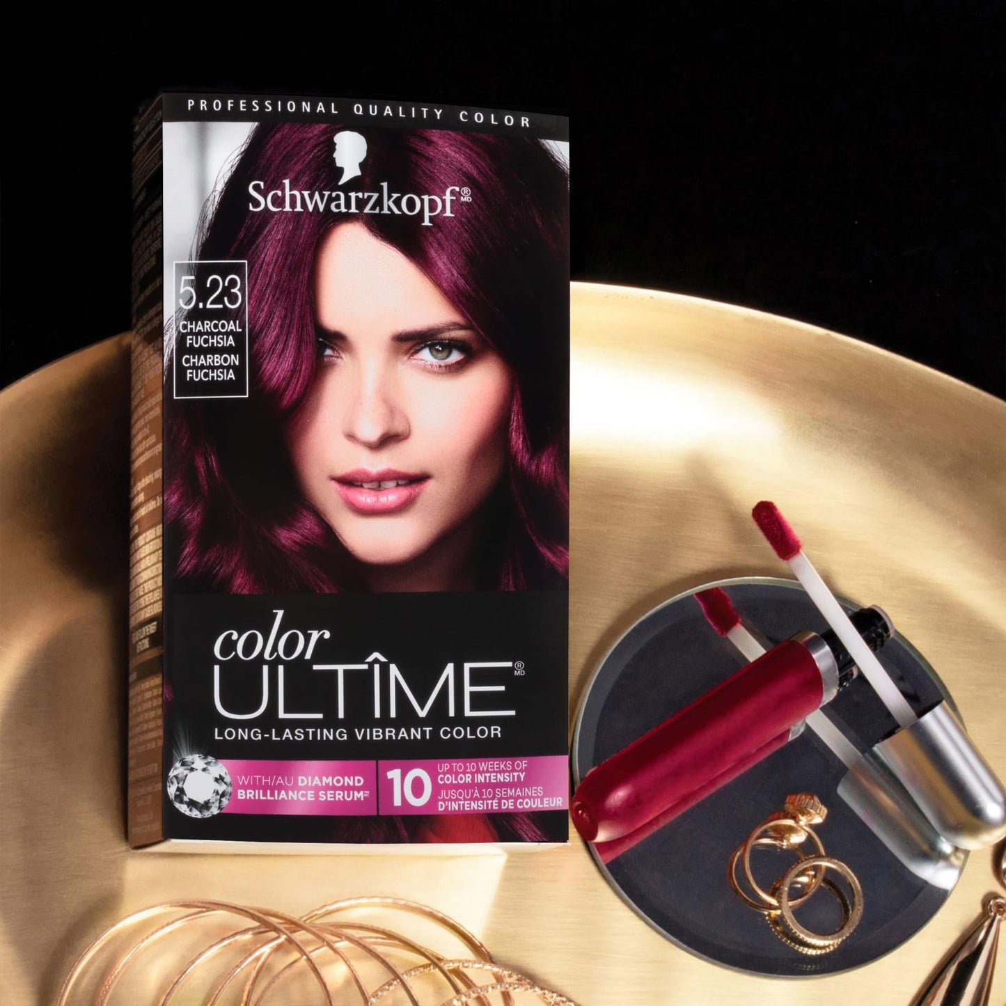 Schwarzkopf Color Ultime 5.23 Charcoal Fuchsia Hair Dye, Permanent Intense Red with Diamond Brilliance, Fade-Resistant, Covers Grays, All Hair Beauty & Personal Care Schwarzkopf