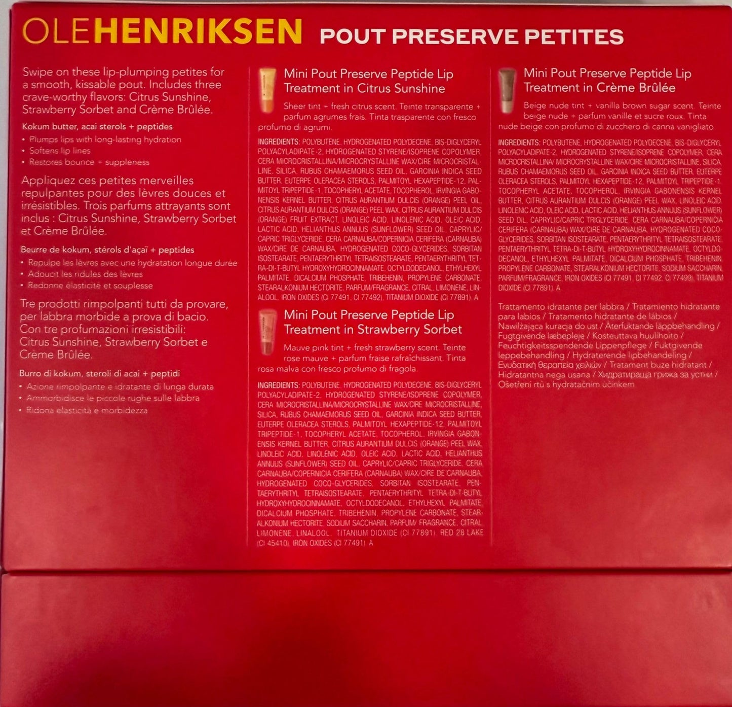 Ole Henriksen Pout Preserve Petites Lip Trio - Mini Peptide Lip Treatments in Citrus Sunshine, Strawberry Sorbet, and Crème Brûlée - 3 x 0.25 fl. oz Beauty & Personal Care Ole Henriksen