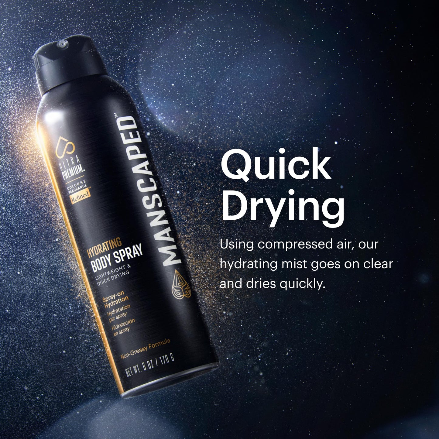 MANSCAPED® UltraPremium Hydrating Body Spray, Non-Greasy Quick Drying Spray-On Moisturizer Formula with Red Algae and Hyaluronic Acid Beauty & Personal Care MANSCAPED