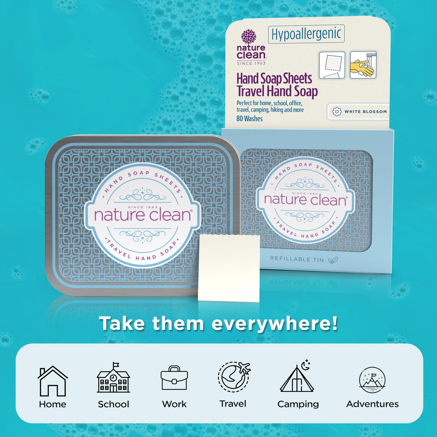 Nature Clean travel hand soap sheets for traveling - non-toxic, hypoallergenic, mini biodegradable paper soap sheets for travel, dissolvable portable Beauty & Personal Care Nature Clean