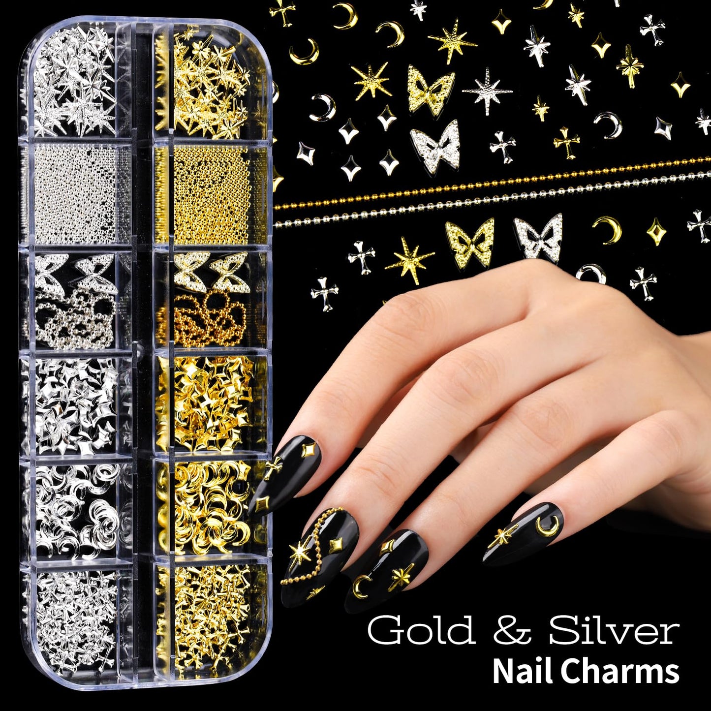 Teenitor Nail Charms and Nail Art Tools Set, Nail Art Kit with 5 Boxes of 3D Nail Charms and Gems Rhinestones, 15 Pcs Nail Art Brushes, 5 Pcs Nail Beauty and Personal Care Teenitor