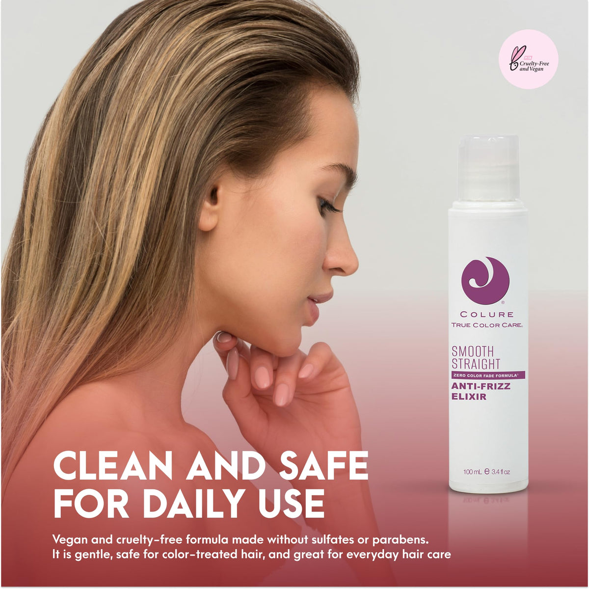 COLURE Smooth Straight Elixir 3.4 oz - Ultra Smoothing Anti Frizz Styling Cream with Heat Protection and Humidity Control