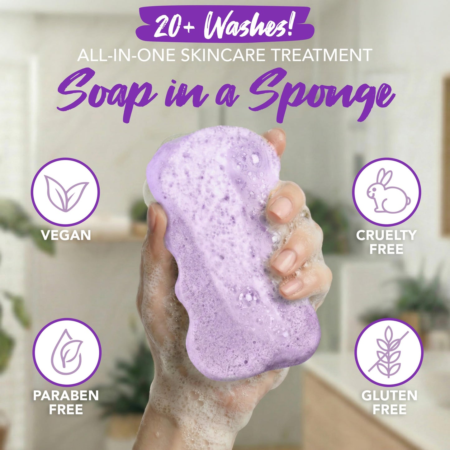 Spongeables Body Wash in a 20+ Wash Sponge, Acai Berry, 3 Count Beauty and Personal Care Spongeables