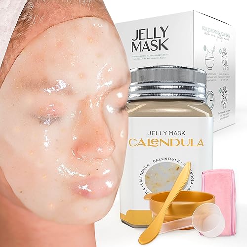 BRÜUN Jelly Mask Jar Calendula Peel-Off Face Care Rubber Mask | 23 fl oz Skin Care Moisturizing Gel Mask Jar Spa Set Beauty & Personal Care BRÜUN