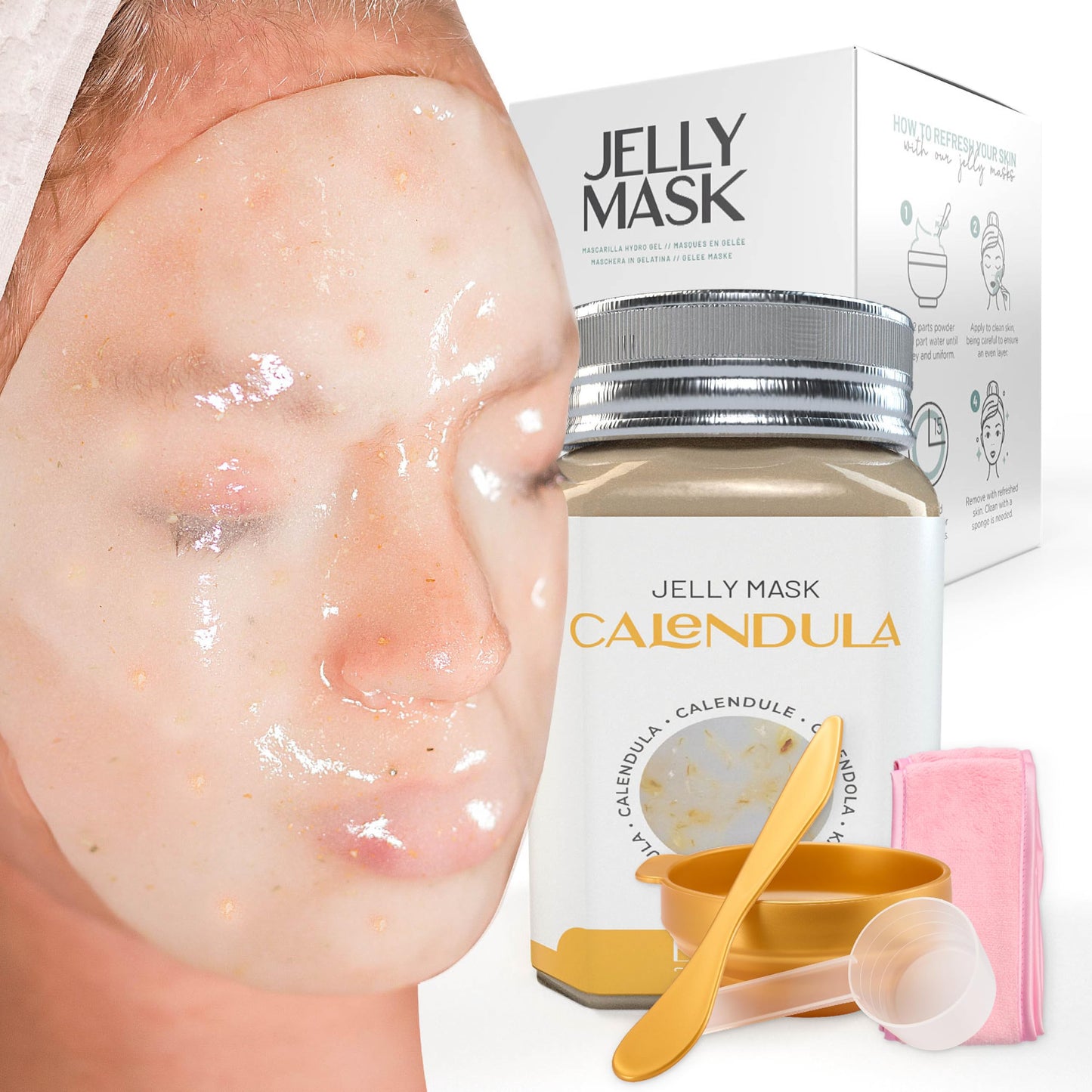 BRÜUN Jelly Mask Jar Calendula Peel-Off Face Care Rubber Mask | 23 fl oz Skin Care Moisturizing Gel Mask Jar Spa Set Beauty & Personal Care BRÜUN