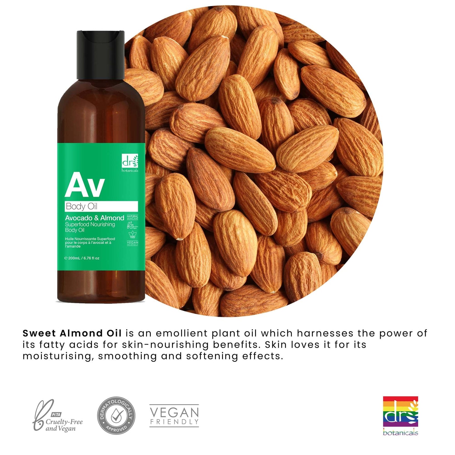Dr Botanicals Avocado & Almond Superfood Nourishing Body Oil 6.76 Fl Oz/200ml Beauty & Personal Care Dr Botanicals
