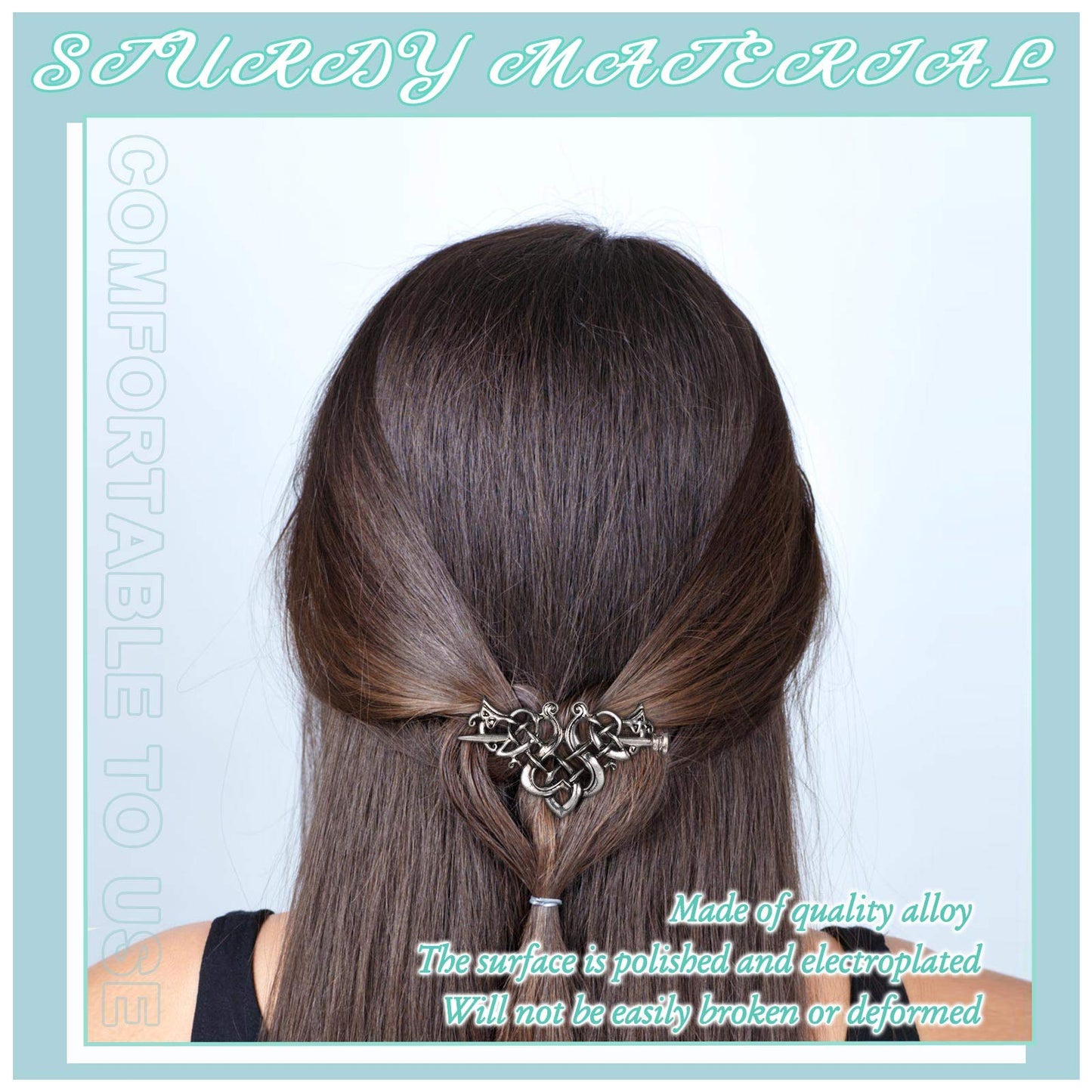 WILLBOND 2 Pieces Viking Celtic Hair Clips Hairpins Viking Silver Hairs Stick Celtic Knot Jewelry Hair Clips for Ladies or Women Beauty & Personal Care WILLBOND