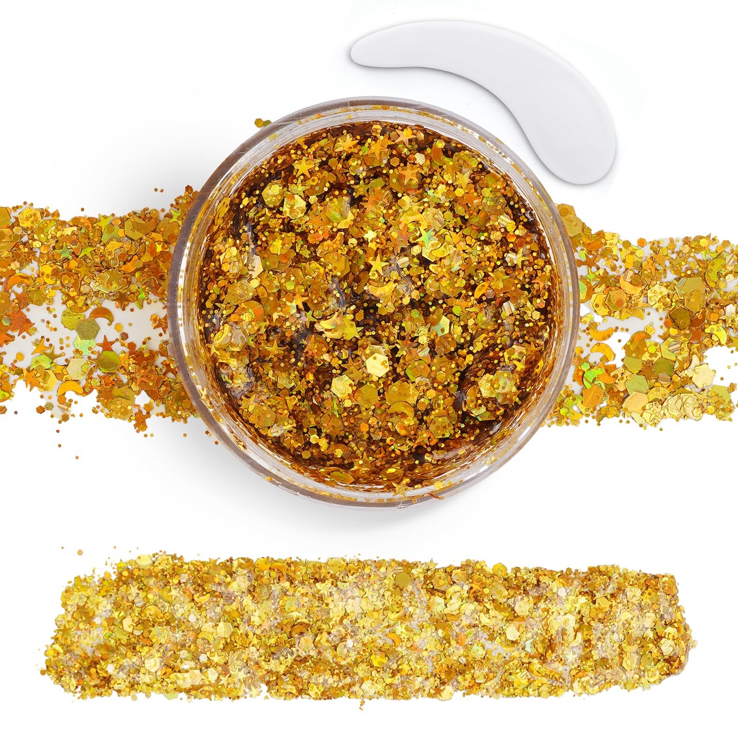 Gold Body Glitter Gel,Face Hair Glitter Makeup,Music Festival Concert Outfit Rave Pride Accessories for Women,Mermaid Sequins Chunky Glitter Face Beauty & Personal Care TUHPIBK