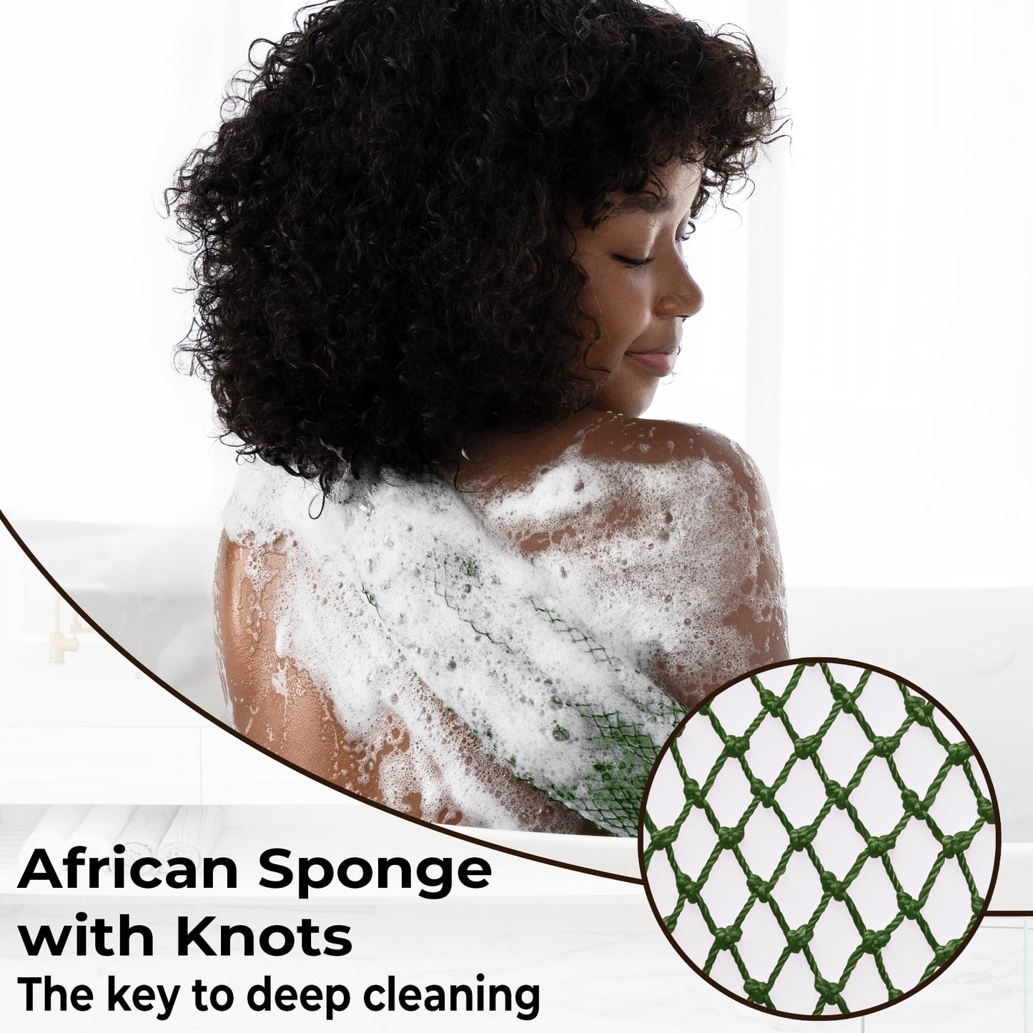 African Net Sponge Authentic - Afro Scrub Exfoliating Net Sponge with Knots - African Bath Sponges for Body Scrubber Exfoliator - Back Scrubber Beauty and Personal Care MINISENTIALS