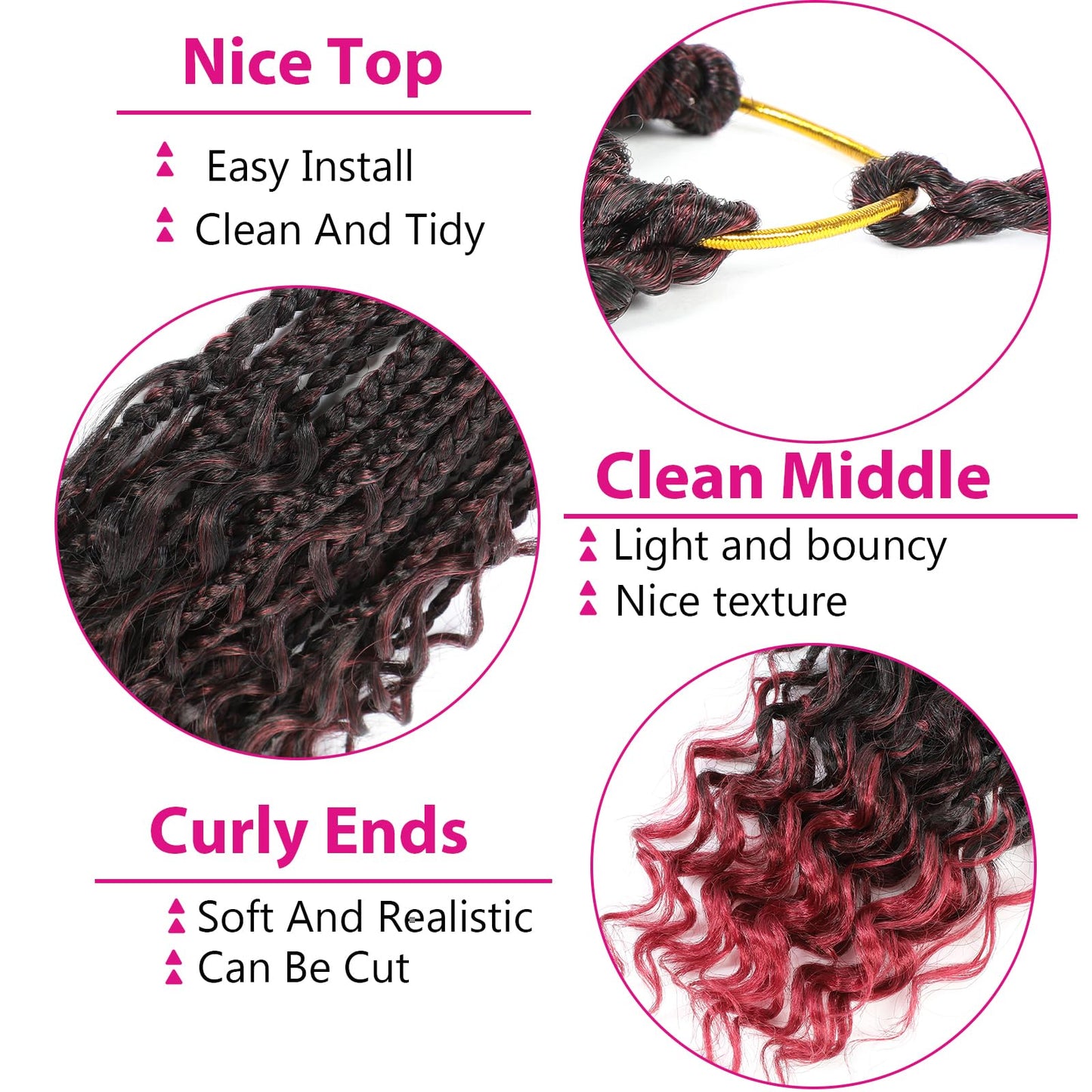 Wodun 14inch Goddess Box Braids Crochet Hair Pre Looped Box-Braids Crochet-Hair with Curly Ends For Black Women Synthetic 3X Bohemian Box Braiding Beauty & Personal Care Wodun