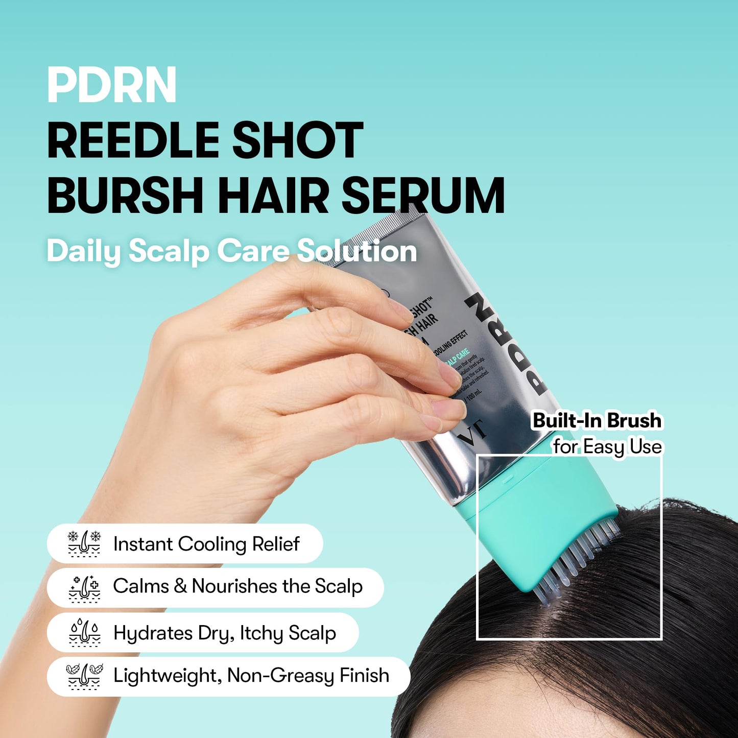 VT COSMETICS PDRN Reedle Shot Brush Hair Serum, Cooling & Refreshing Scalp Care with Vegan PDRN, Caffeine & Spicule Complex, Lightweight & Non-Greasy Beauty and Personal Care VT COSMETICS