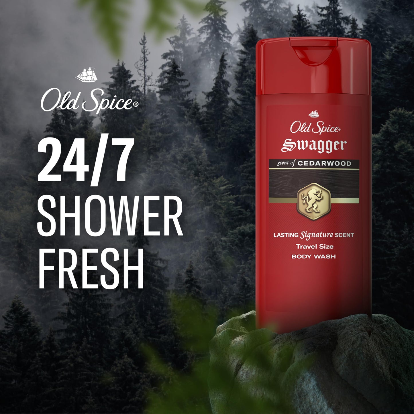 Old Spice Refreshing Body Wash for Men, 3X Defense, 24/7 Shower Fresh with Long Lasting Scent, Travel Size, Red Collection, Swagger with Cedarwood Beauty & Personal Care Old Spice