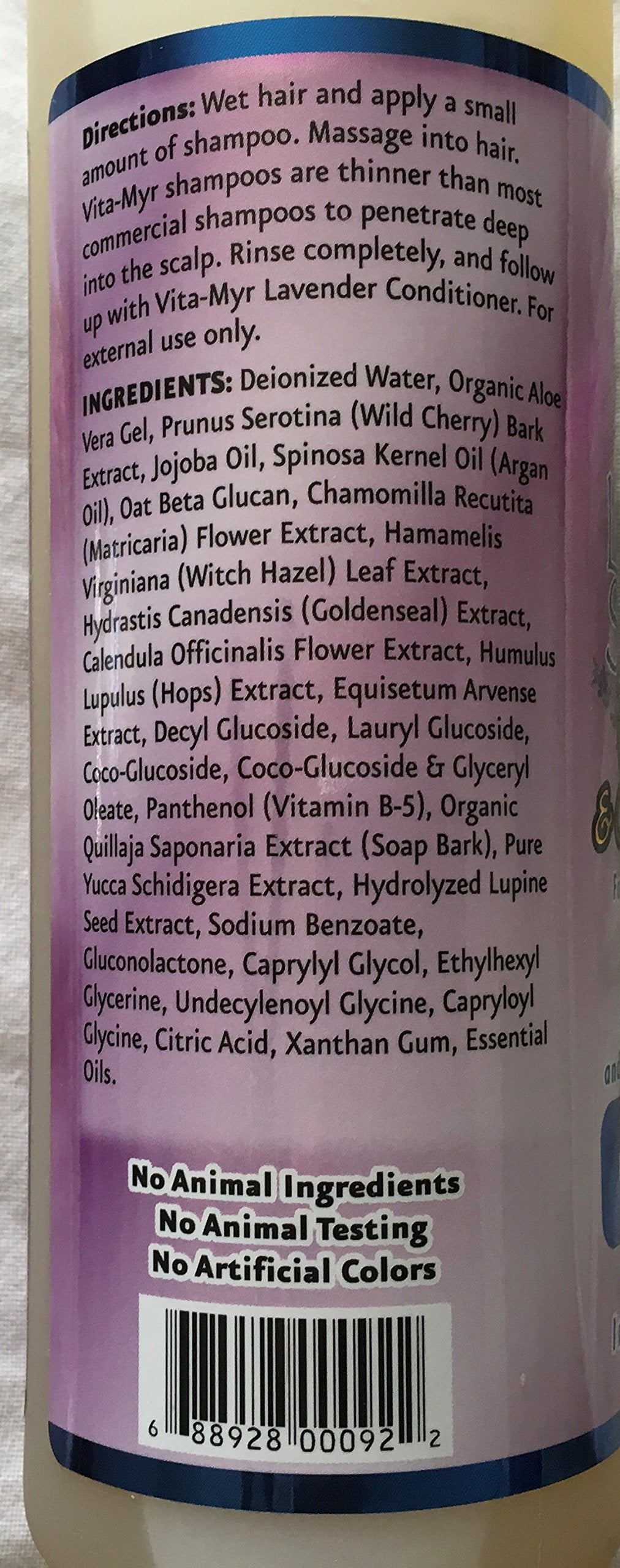 Vitamyr Lavender Care Set 16 Oz Natural Shampoo & 16 Oz Natural Conditioner Botanical Ingredients Vegan & Gluten Free Safe & Effective for all Hair Beauty & Personal Care VITA-MYR