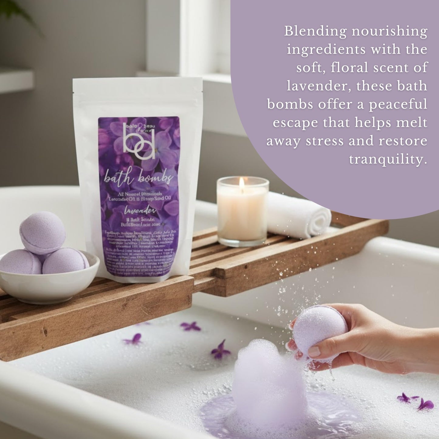 Belle & Beau Luxe Hemp Bath Bombs - Made with Organic Hemp Seed Oil and Pure Essential Oils - 8 Count Beauty and Personal Care BB BELLE & BEAU LUXE