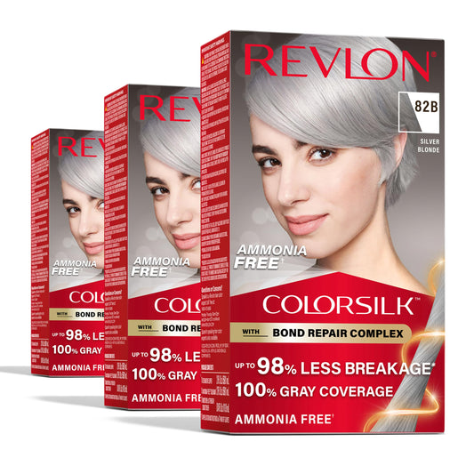 Revlon ColorSilk with Bond Repair Complex, Blonde Permanent Hair Color, 100% Gray Coverage, Ammonia Free Hair Dye, Vegan Keratin, 82B Silver Blonde Beauty & Personal Care REVLON