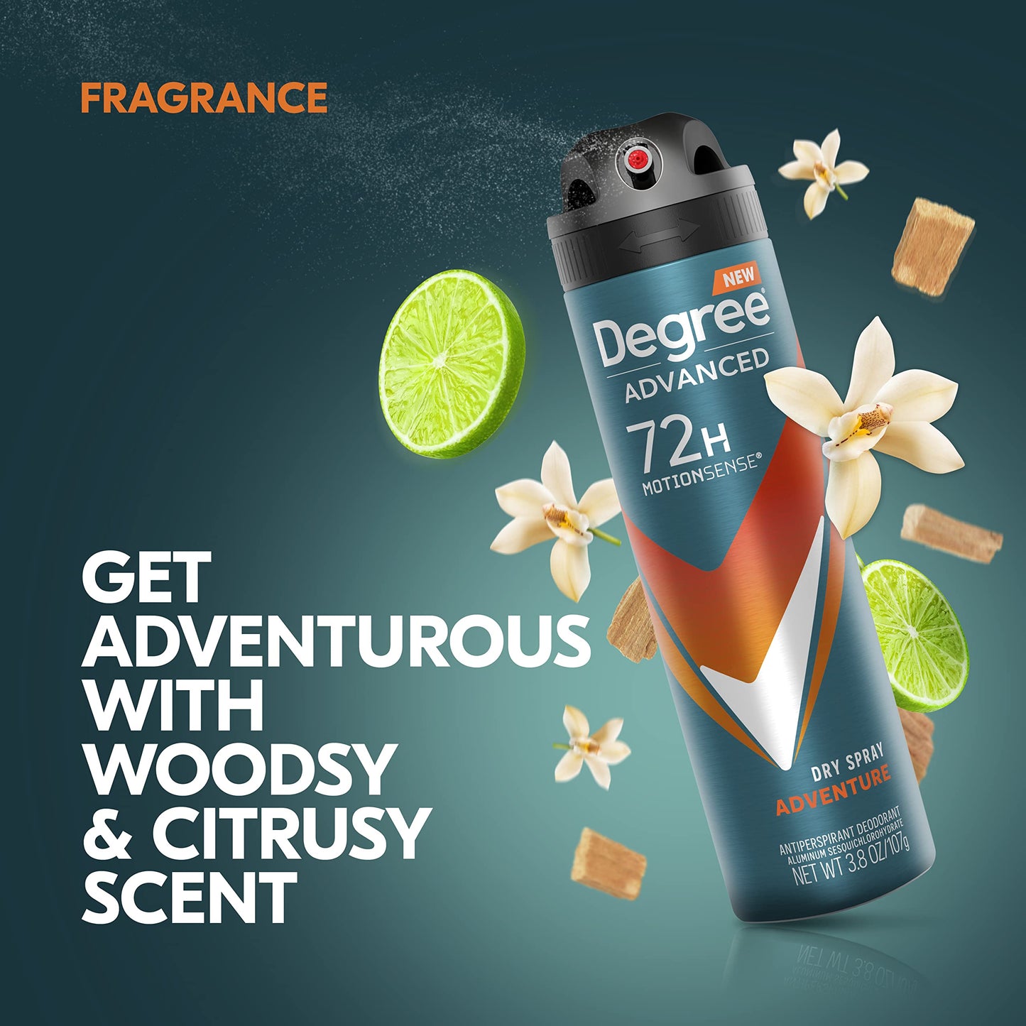Degree Men Advanced Antiperspirant Deodorant Dry Spray Adventure 72-Hour Sweat and Odor Protection Deodorant For Men With MotionSense Technology, 3.8 Beauty and Personal Care Degree