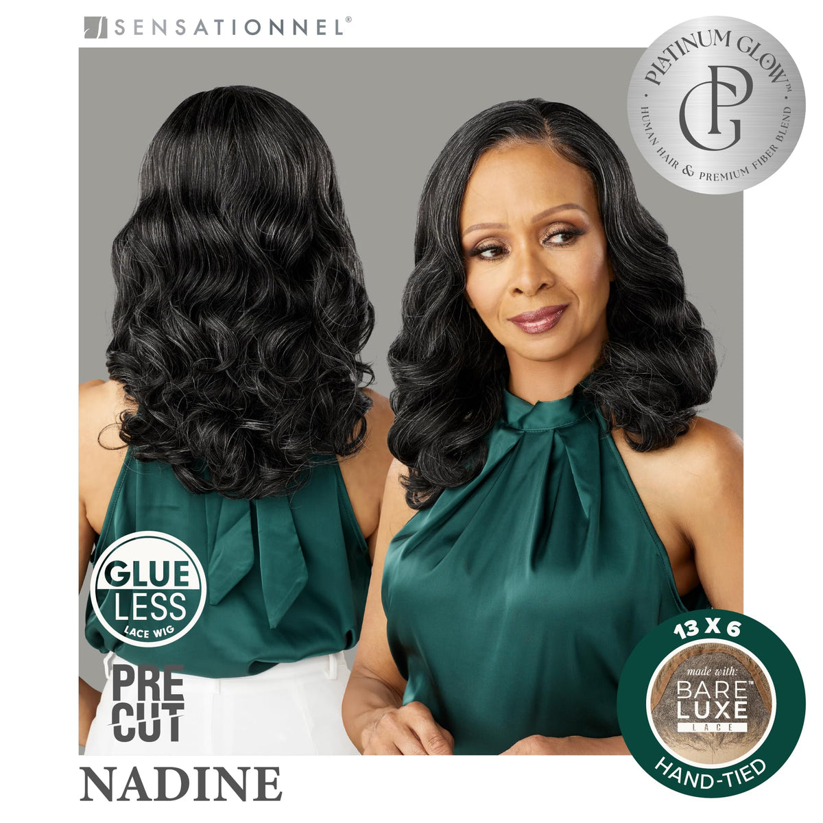 Sensationnel Platinum Glow 13x6 Wig-Nadine, 1 JETBLACK