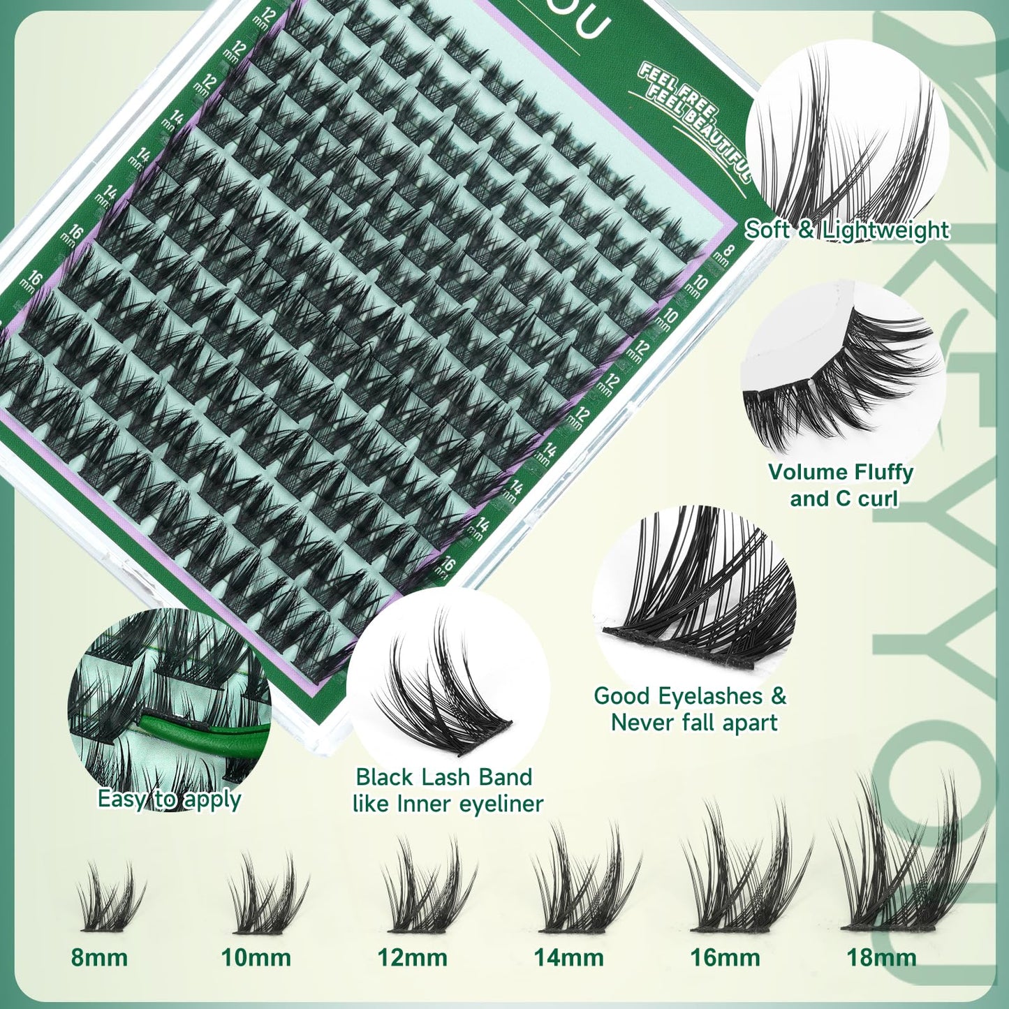 KEYYOU Lash Clusters Manga Lashes 8-18mm C Curl Ultra-Thin Natural Lash F04 Beauty and Personal Care KEYYOU