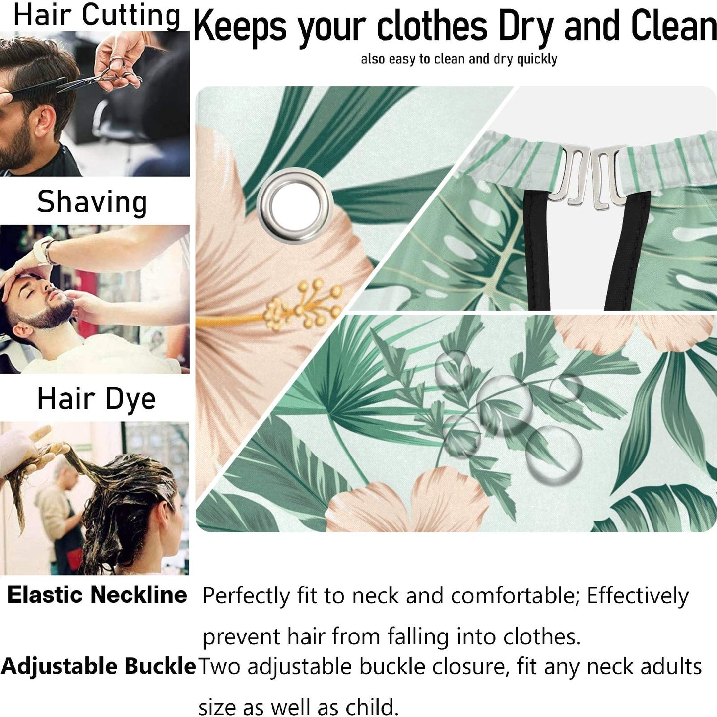 visesunny Barber Cape Tropical Flower Palm Leaf Polyester Hair Cutting Salon Cape Apron Anti-Static Haircut Water-Resistant Shaving Cloth Beard Beauty and Personal Care visesunny