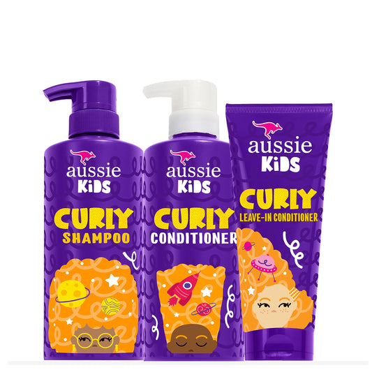 Aussie Kids Shampoo, Conditioner, and Leave-in Conditioner Bundle for Curly Hair, Sulfate and Paraben Free Beauty & Personal Care Aussie