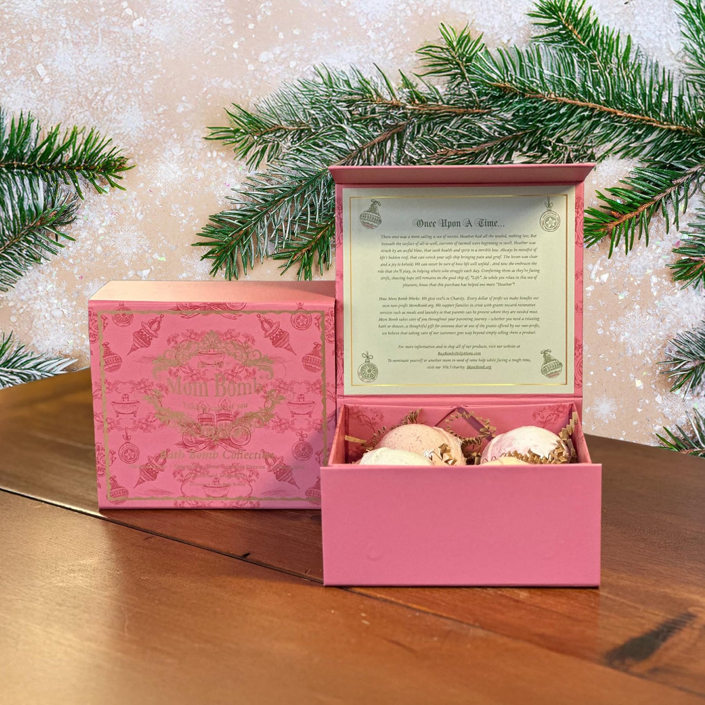 Mom Bomb Bath Bomb Gift Set (4) - Mistletoe Kisses, Peppermint Cocoa, Fireside Dreams & Warm Apples - Essential Oils, Plant-Based Scents - Made in USA Beauty and Personal Care Mom Bomb