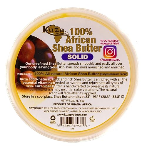 Kuza 100% African Shea Butter - Creamy, White - for Skin, Hair and Nails, 8 oz Beauty & Personal Care Kuza