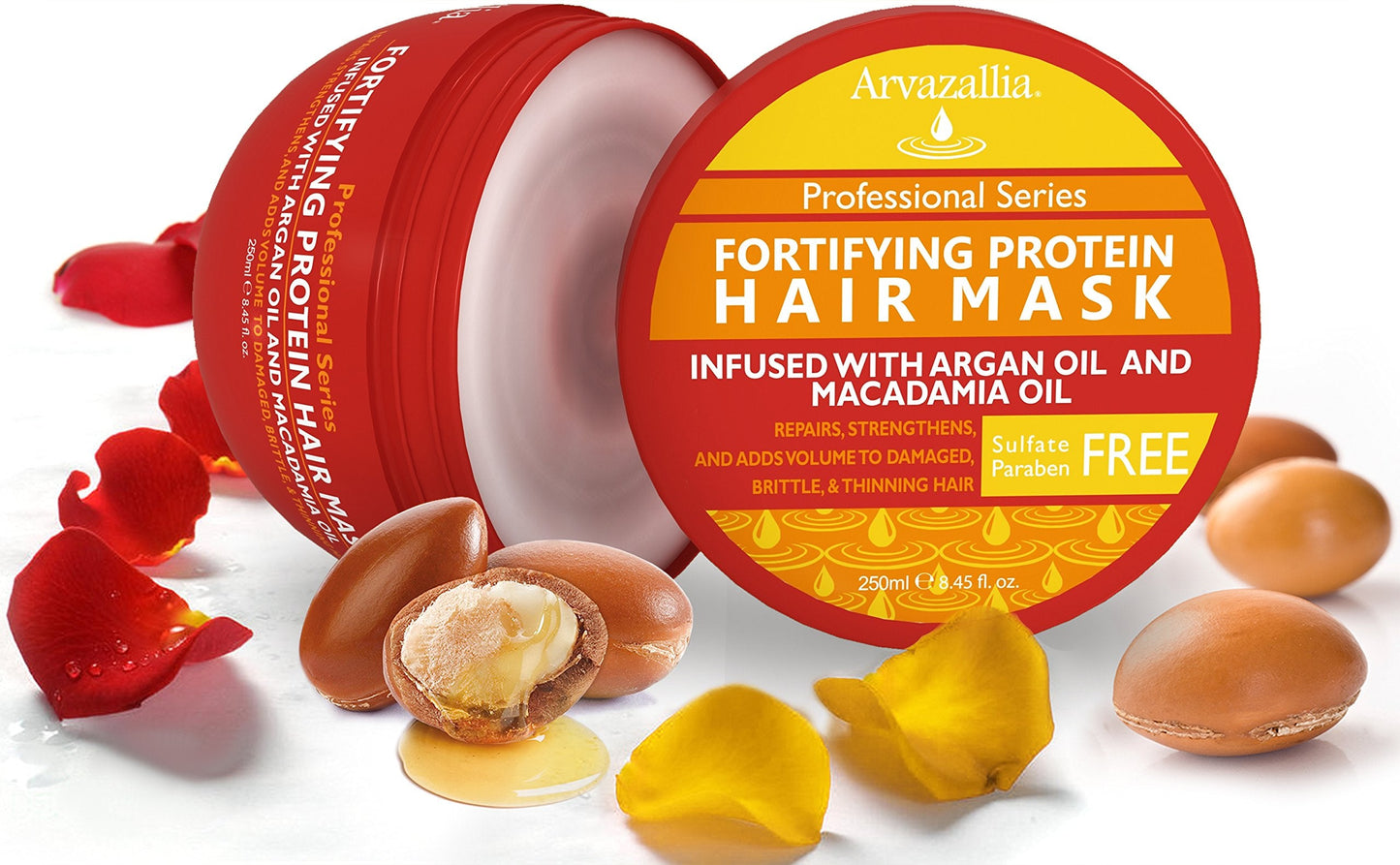 Arvazallia Fortifying Protein Hair Mask and Deep Conditioner with Argan Oil and Macadamia Oil Hair Repair Treatment for Damaged, Brittle, or Thinning Beauty & Personal Care Arvazallia