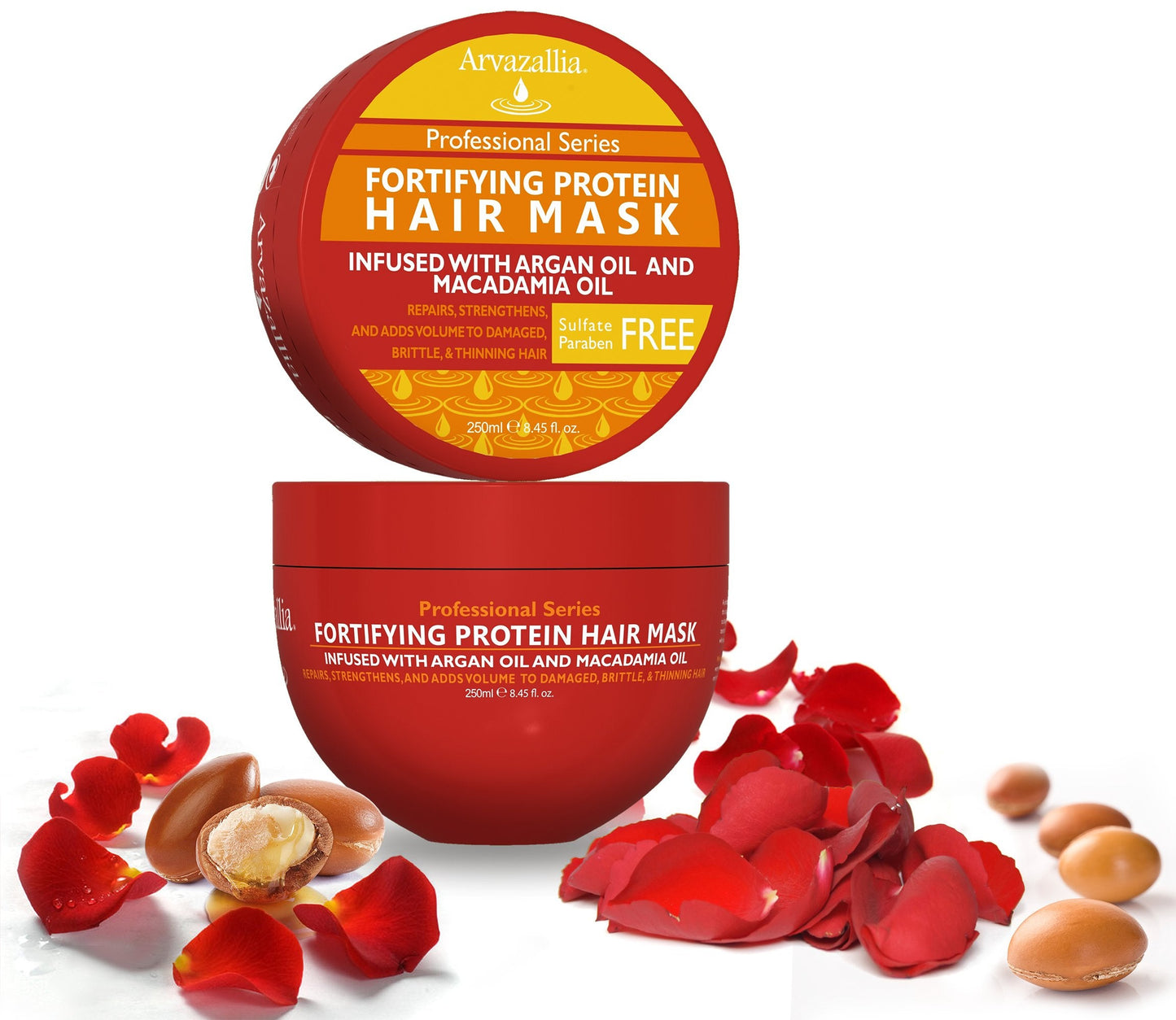 Arvazallia Fortifying Protein Hair Mask and Deep Conditioner with Argan Oil and Macadamia Oil Hair Repair Treatment for Damaged, Brittle, or Thinning Beauty & Personal Care Arvazallia