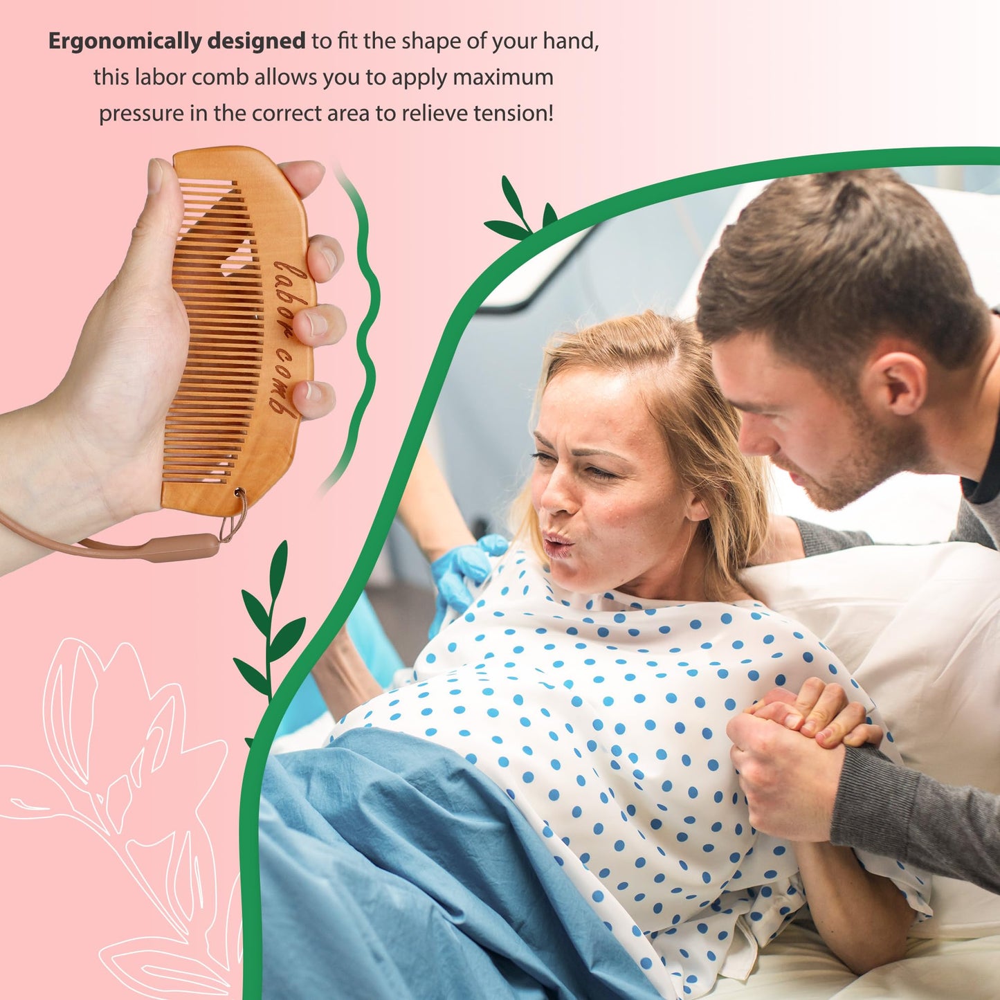 Arrozon Birth Comb for Women Labor, Hospital Bag Must Haves for Pregnant Mom, Wooden Labor comb Natural Labor and Delivery Essentials, New Mom Gifts Beauty and Personal Care Arrozon