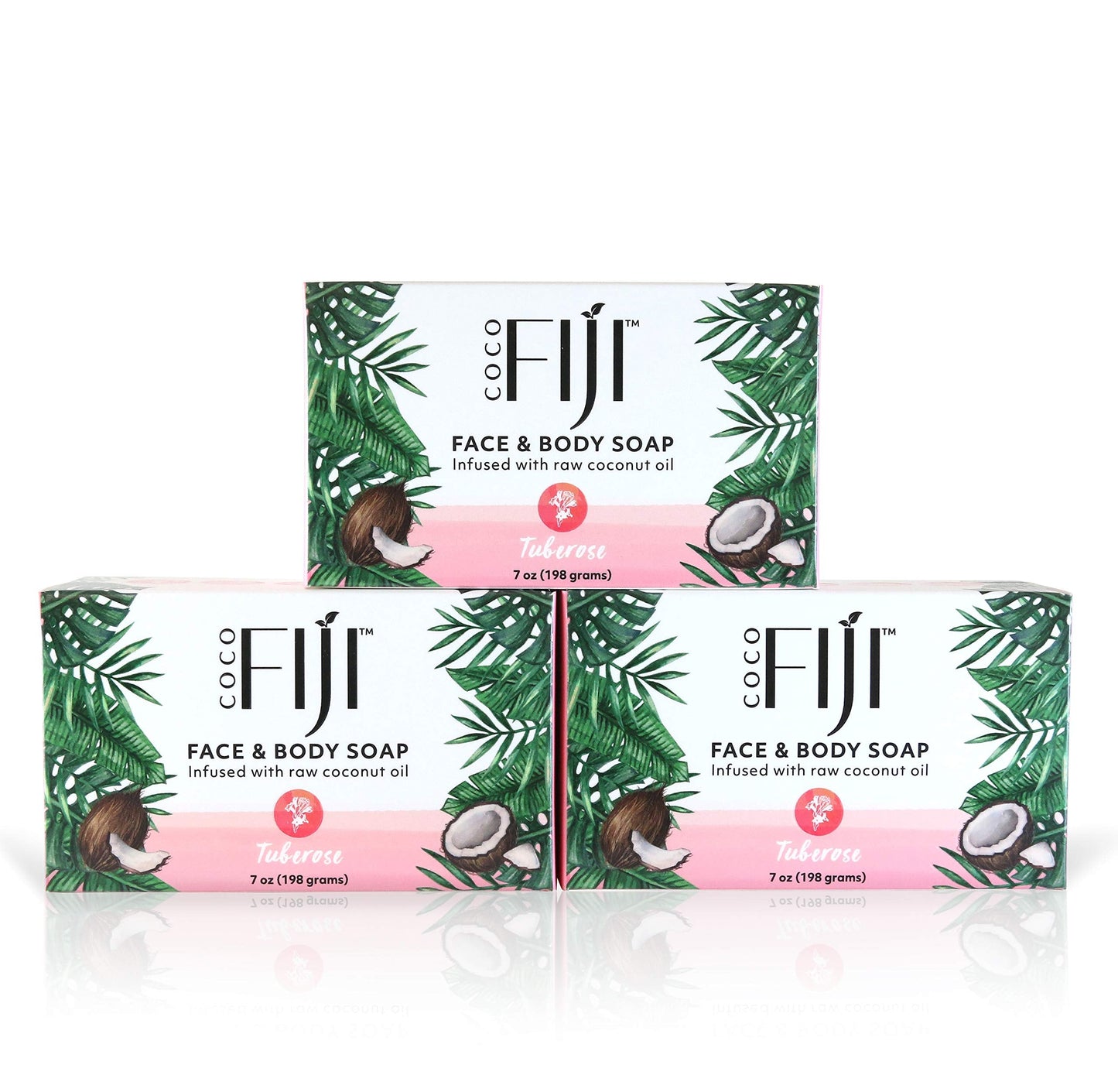 Coco Fiji Soap Bar for Face and Body Infused With Organic Coconut Oil, Tuberose, Essential Oil, Natural Soap for Moisturizing & Pore Purifying Skin, 7 Beauty & Personal Care Organic Fiji