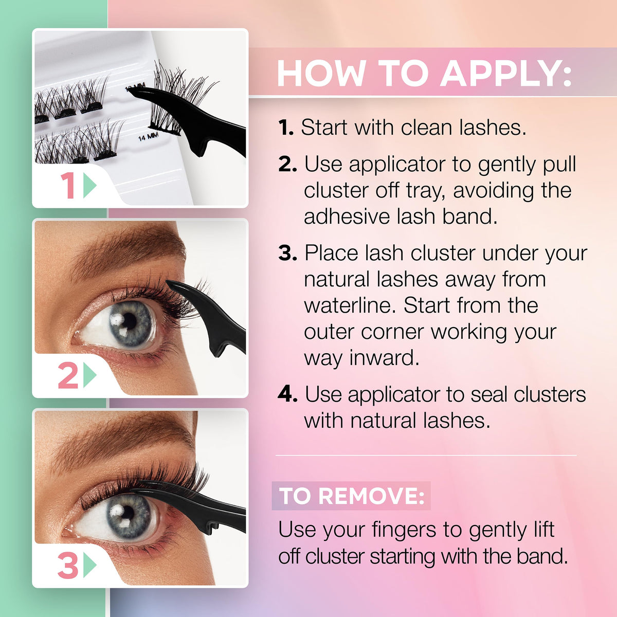 Ardell Press On Lashes Wispies Natural - Pre Glued Lash Clusters for All-Day Wear, 12 ct