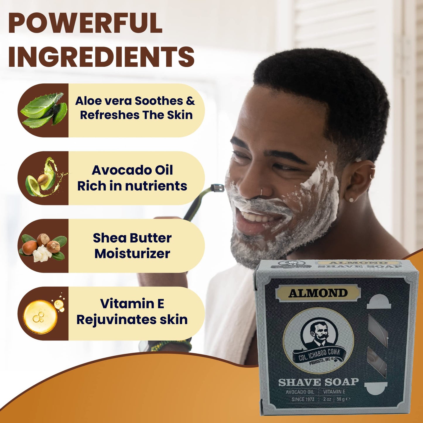 COL CONK ALMOND SHAVE SOAP Beauty and Personal Care Colonel Conk