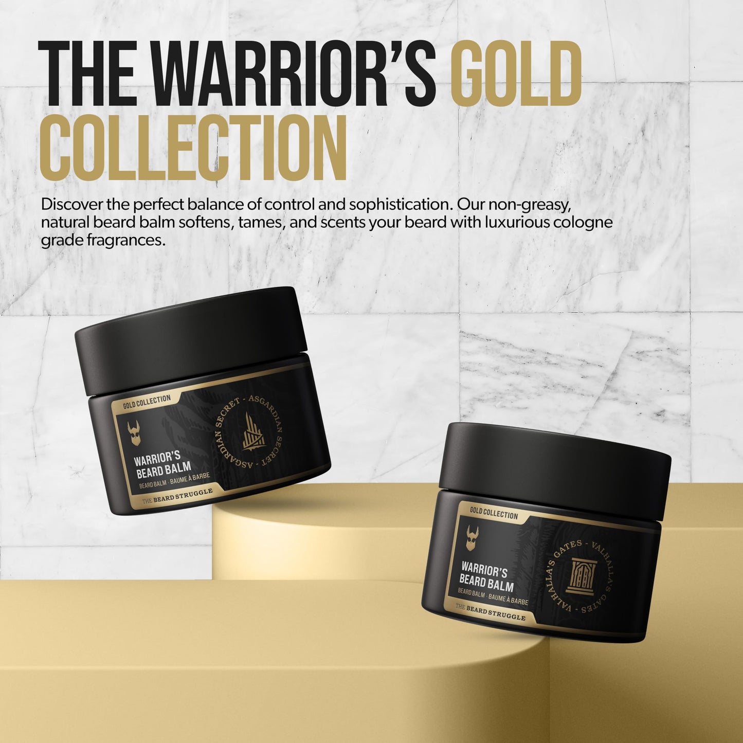 The Beard Struggle Warrior’s Beard Balm - Gold Collection, Asgardian Secret - Non-Greasy Low-Hold Formula, Luxurious Cologne-Grade Fragrances 100% Beauty and Personal Care The Beard Struggle