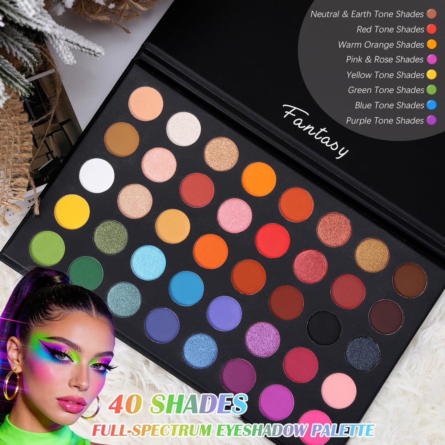 UCANBE Highly Pigmented Eye Makeup Palette, Matte Shimmer Metallic Eyeshadow Pallet Long Lasting Blendable Natural Colors Make Up Eye Shadows Beauty and Personal Care UCANBE