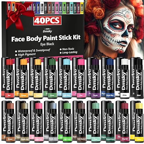 Dmsky 40 Packs Eye Black Sports Stick for Football, Baseball, Softball-Anti-Glare Face Body Paint Stick Kit,Water-Proof Eye Sports Paint Sticks,20 Beauty & Personal Care Dmsky