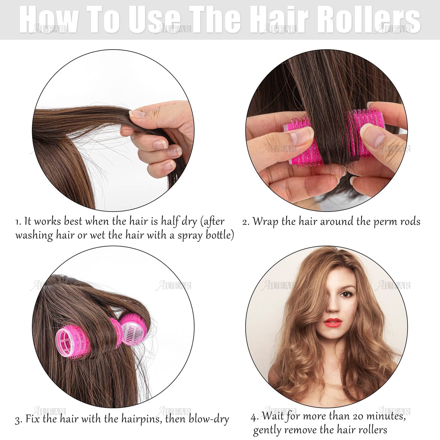 AUEAR, 12 PCS Self Grip Curlers Rollers Salon Hairdressing Holding DIY Hair Styling Curling Tools for Women Men Beauty & Personal Care AUEAR