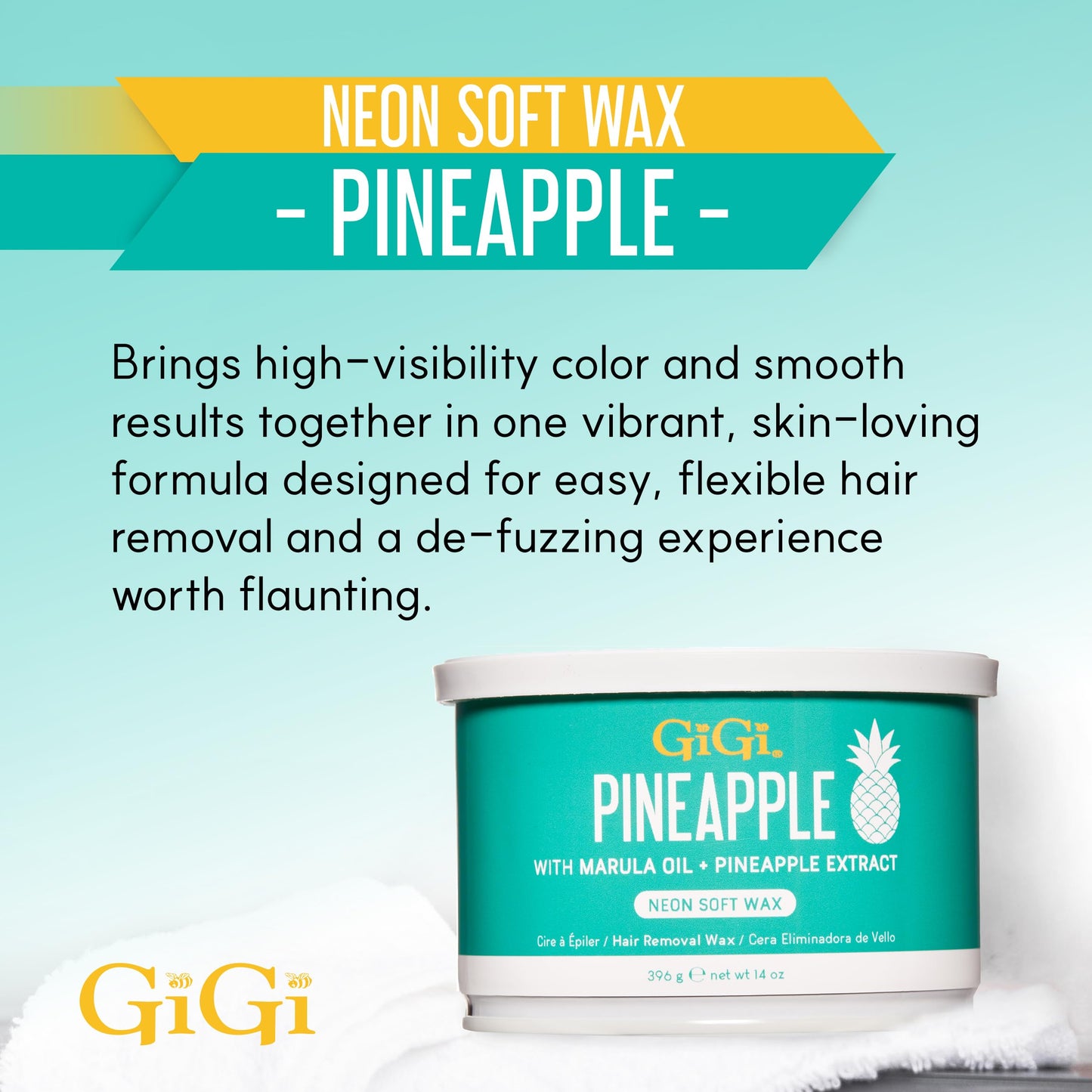 Gigi Neon Soft Wax, Pineapple - Hair Removal Wax for Sensitive Skin & Body, Salon & At-Home Waxing for Women, 14 Oz Beauty and Personal Care GIGI
