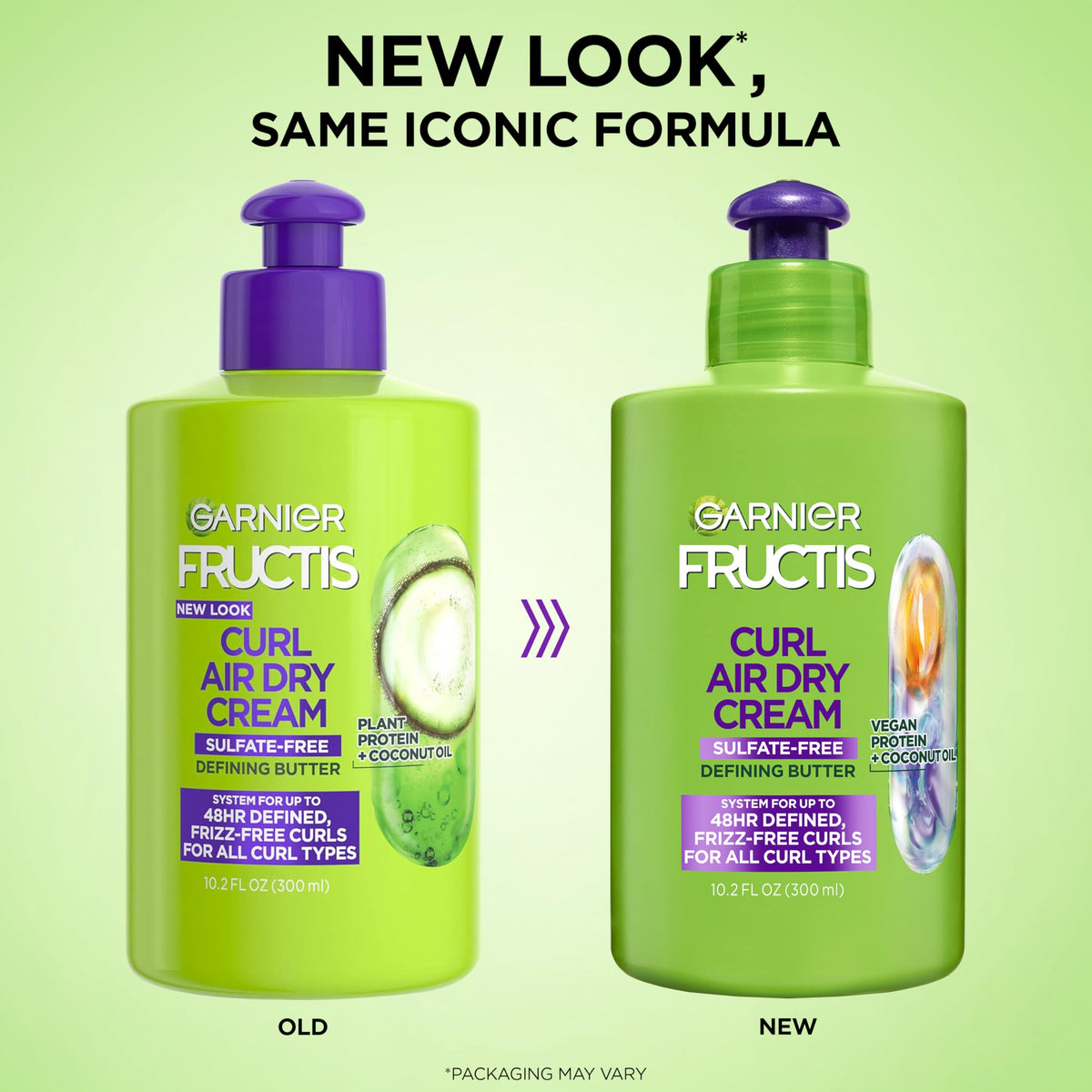 Garnier Fructis Curl Nourish Air Dry Cream Leave In Conditioner, Sulfate-Free Curl Defining Cream For Moisture and Frizz Control Waves, Curls,