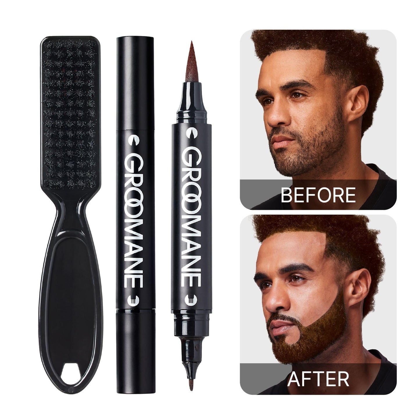 Red by Kiss GROOMANE Beard Filling Pen Comb, Dual Tip Brush Beard Enhancer for Natural Coverage, Waterproof & Smudge-Proof Beard Pencil, Easy Fill-In Beauty and Personal Care Red by Kiss