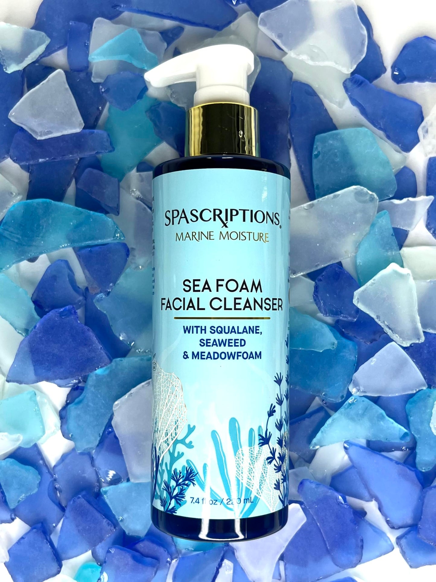 SpaScriptions Marine Moisture Sea Foam Facial Cleanser, Hydrating Foaming Face Cleanser, Purifying Daily Face Wash, Moisturizing, with Squalene Beauty & Personal Care SpaScriptions