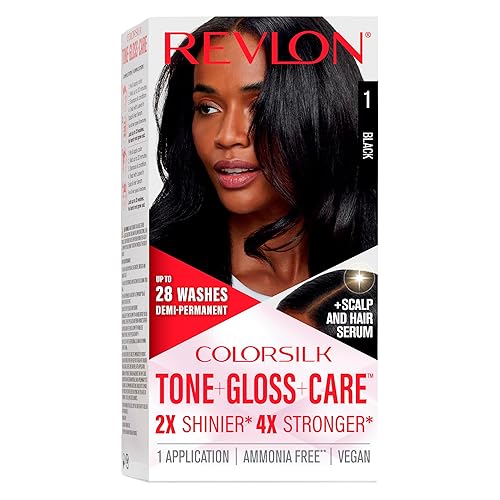 Revlon ColorSilk Tone + Gloss + Care Demi Permanent Hair Color, Dye Kit with Leave-In Scalp and Haircare Serum, 2x Shinier, 4x Stronger, 1 Black, 4.5 Beauty & Personal Care REVLON