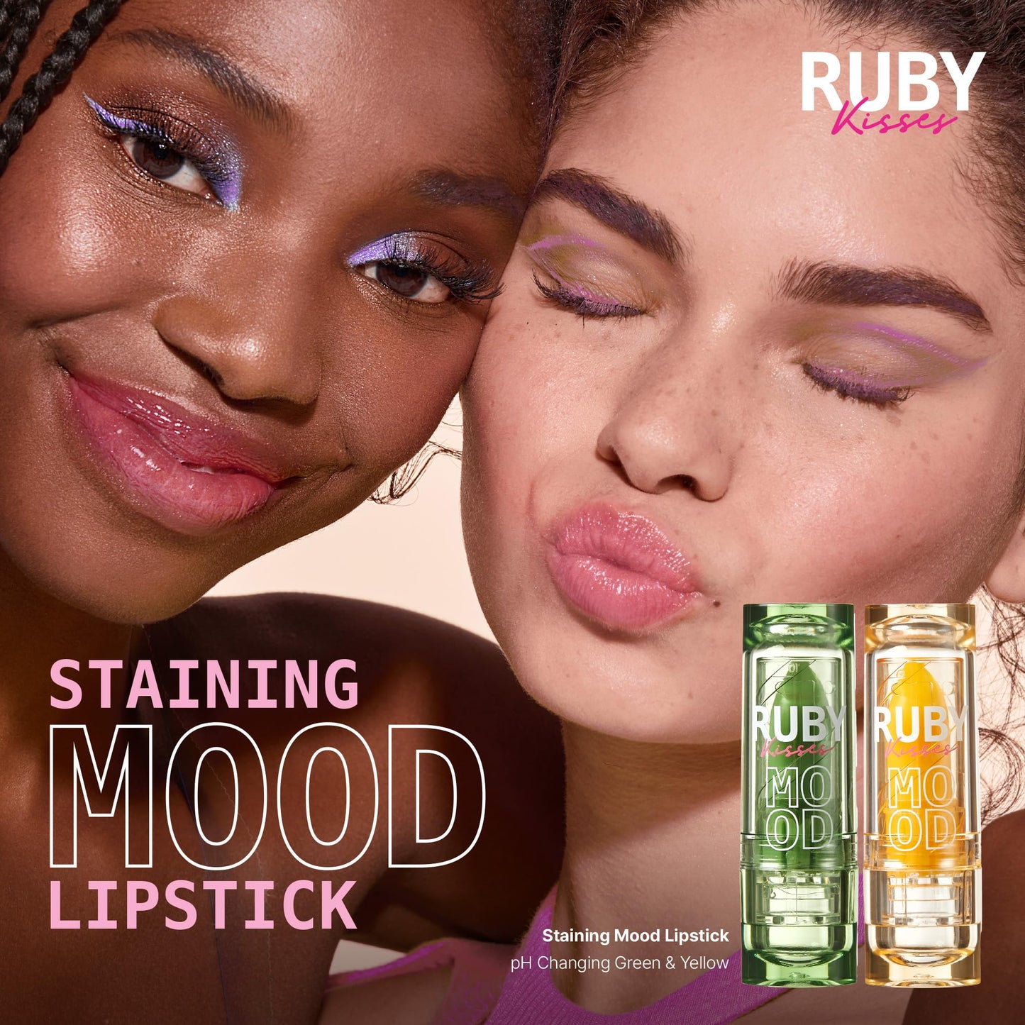 Ruby Kisses Staining Mood Lipstick, pH Color Changing Lip Balm Tint, Lightweight Hydrating Formula with Coconut Oil, Temperature-Reactive Long Lasting Beauty & Personal Care Ruby Kisses