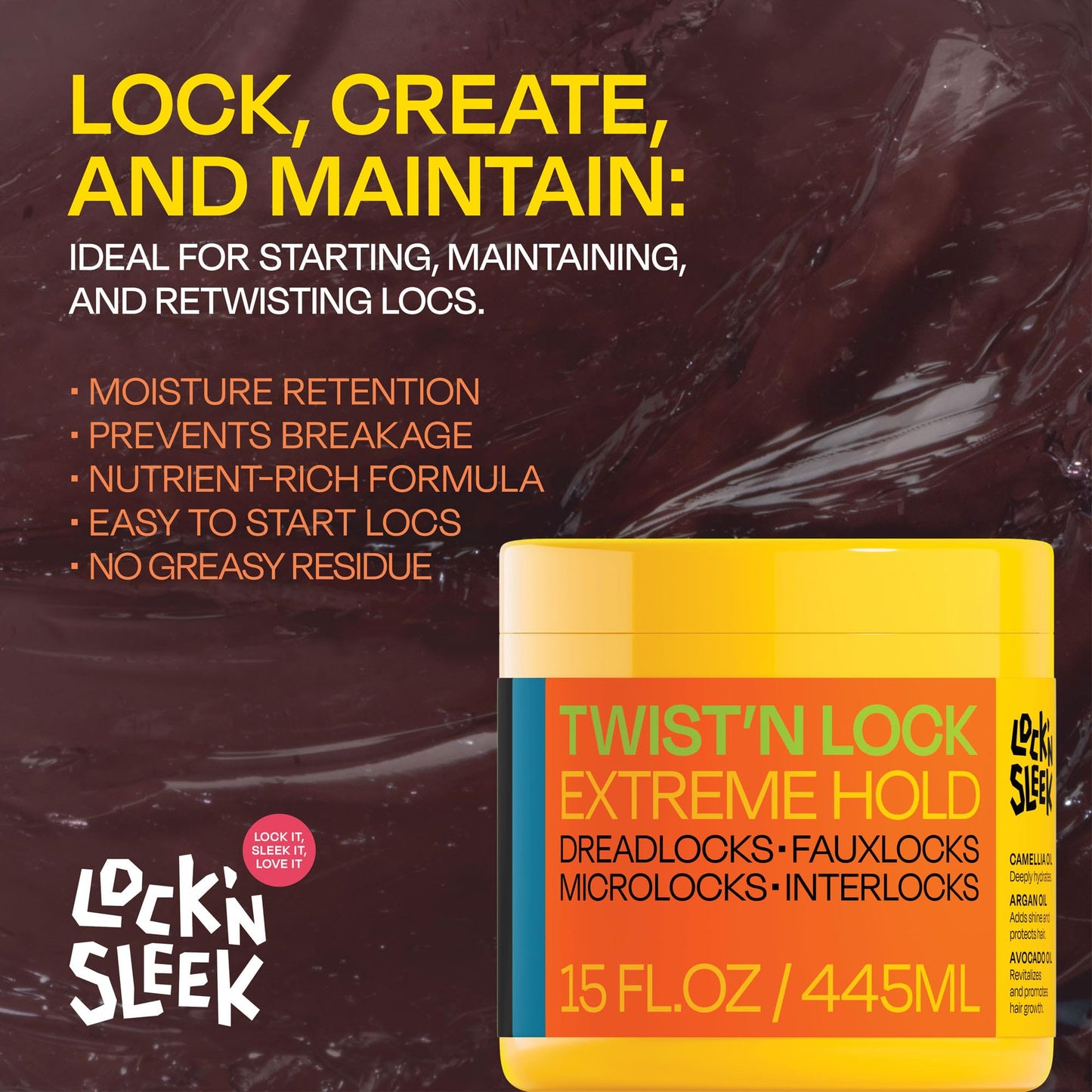 LOCK'N SLEEK Braiding Gel, Extreme Hold Braid, Loc, and Twist, Flake-Free, Tames Frizz, and Contol Edge (15 Fl Oz (Pack of 1)) Beauty & Personal Care LOCK'N SLEEK