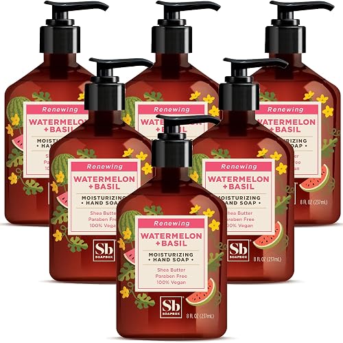 Soapbox Hand Soap Watermelon + Basil Hand Soap for Bathroom & Kitchen with Pump Dispenser, (6 Pack, 8 oz Each) Beauty & Personal Care Soapbox