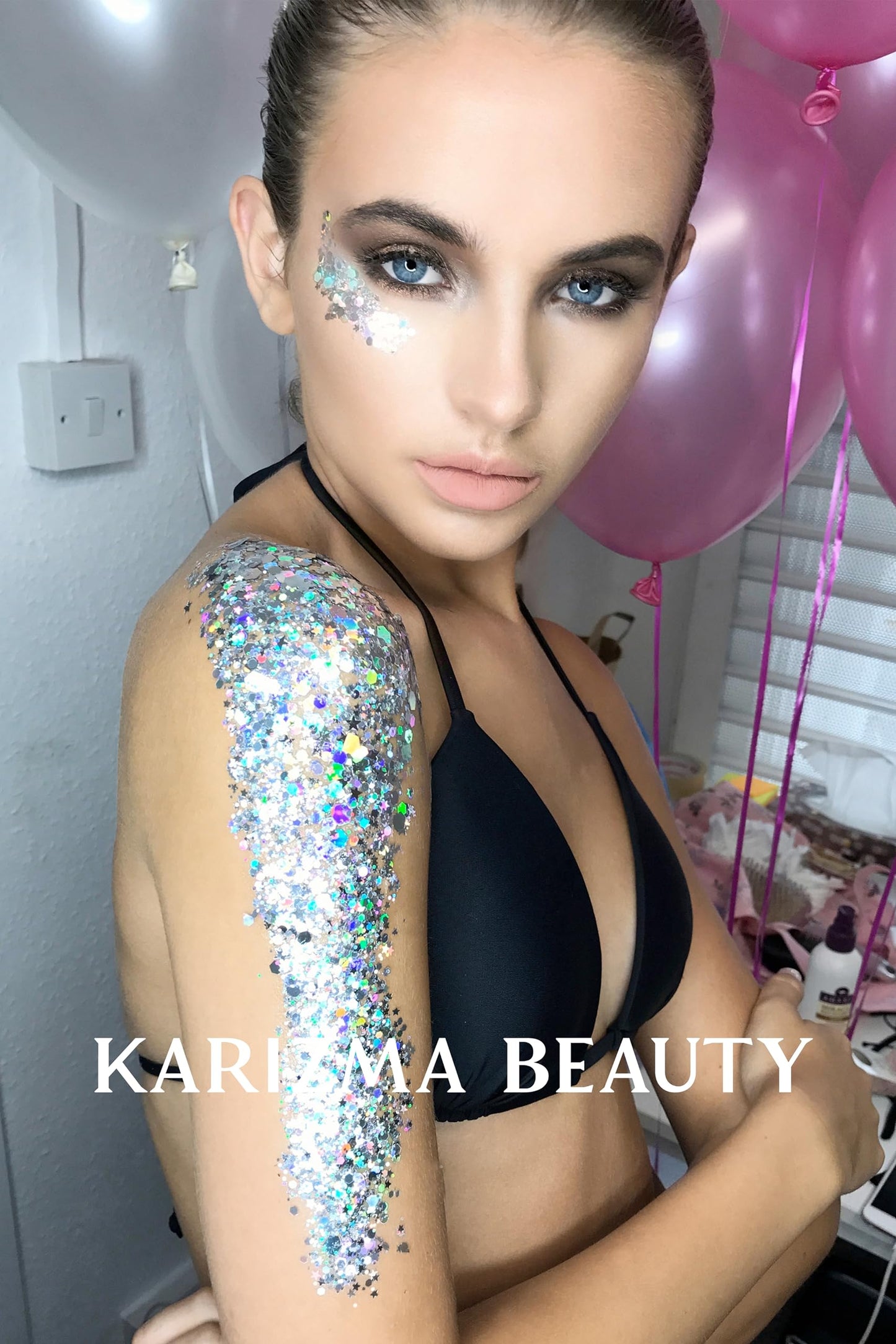 KARIZMA Holographic Silver Body Glitter. 10g Chunky Face, Hair, Eye and Body for Women. Rave, Festival Accessories, Cosmetic Makeup. Loose Set Beauty & Personal Care KARIZMA